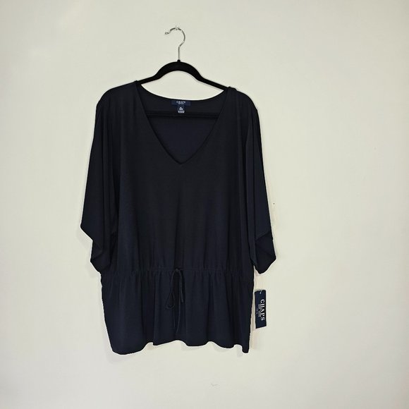 NWT Chaps size XL Short Sleeve top in Navy Blue - Picture 1 of 6